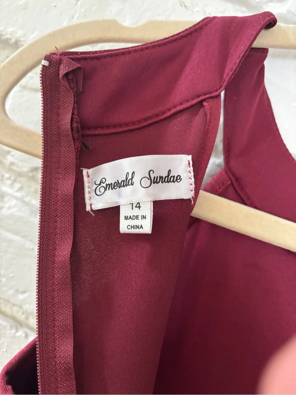 Like New. Emerald Sundae Girls High-Low Party Dress, Burgundy. Size 14